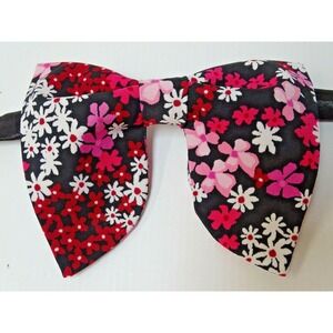 Oversized Black/Pink Floral Bow tie Vintage‎ style 70s Wedding Prom Gift for Him